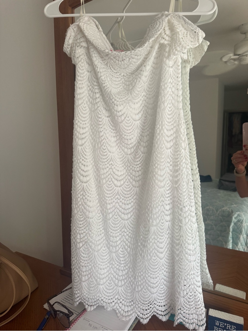 Lilly Pulitzer White Crochet Off-Shoulder Dress